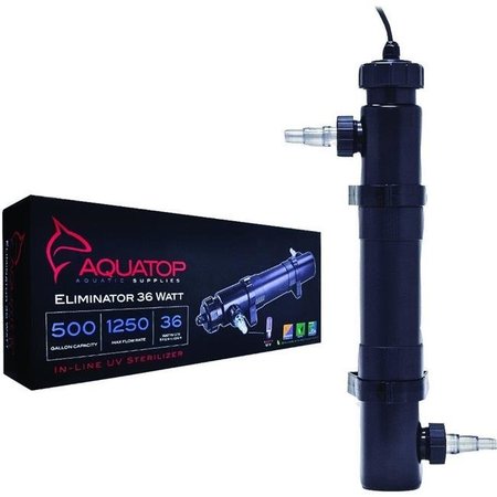 AQUATOP AQUATIC SUPPLIES Aquatop Aquatic Supplies 003551 36 watts Inline UV Aquarium Sterilizer - Black 3551
